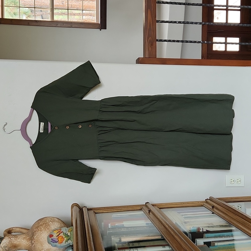 BRAND NEW Little Cottonwood Alder linen dress forest green